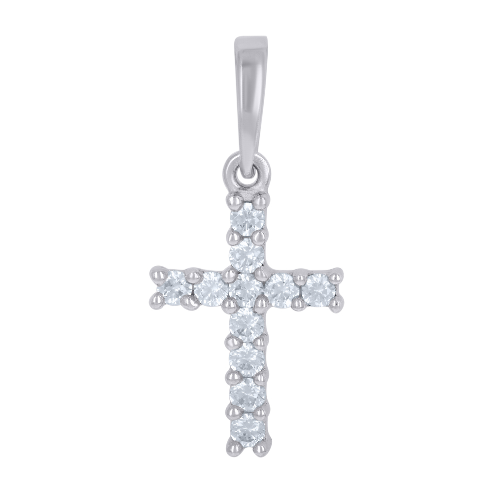 925 Sterling Silver Unisex Cubic-Zirconia Cross Religious Charm Pendant